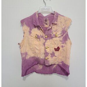 Sunday St Tropez Vest Top Purple Distressed Size 3 Made In France